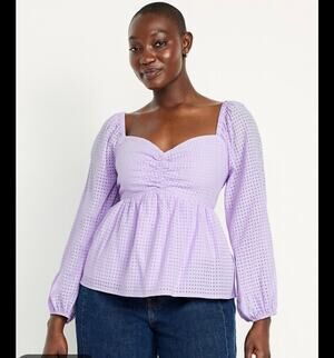 NWT Old Navy Long Sleeve Sweetheart Lavender Aura Blouse Top Plus 3X Coquette